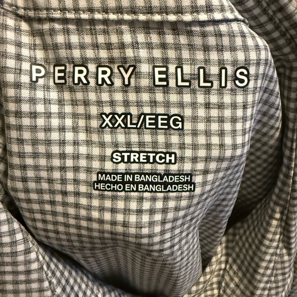 Perry Ellis Black and White Casual Button Down Shirt - Picture 2 of 6
